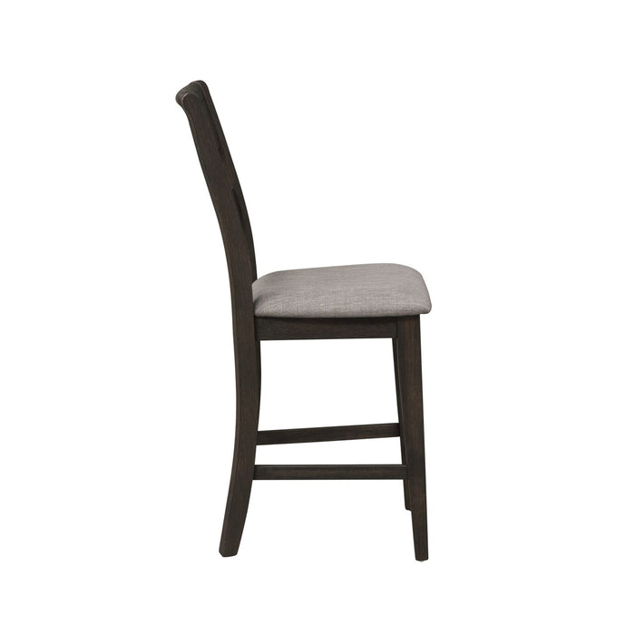 Double Bridge Splat Back Counter Chair (RTA) in Dark Chestnut (Set of 2)