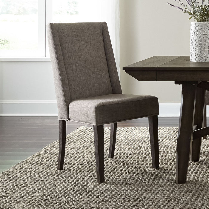 Liberty Furniture Double Bridge Upholstered Side Chair in Dark Chestnut (Set of 2) image