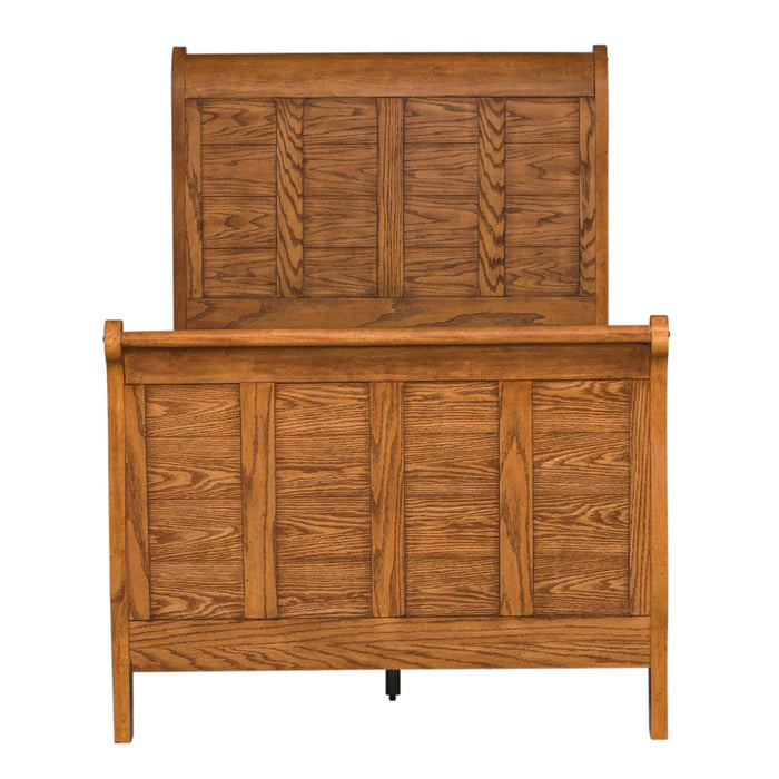 Grandpa's Cabin Youth Twin Sleigh Bed in Aged Oak
