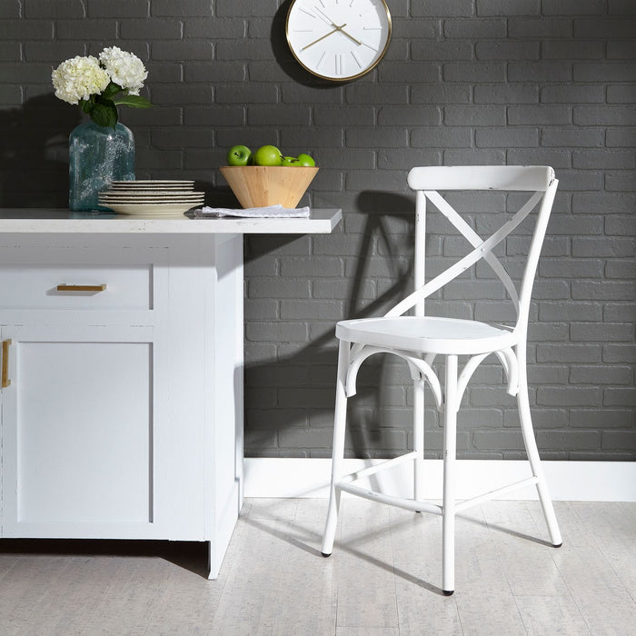 Liberty Furniture Vintage Series X Back Counter Chair in Antique White (Set of 2) image