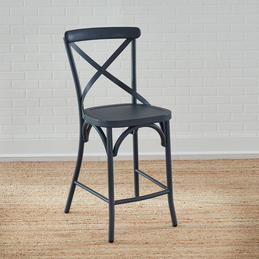 Liberty Furniture Vintage Series X Back Counter Chair in Navy (Set of 2) image
