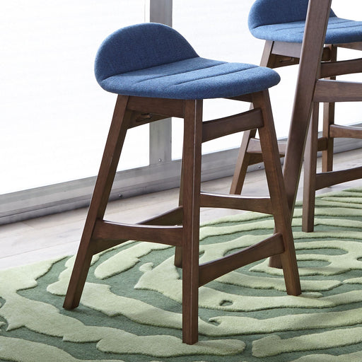 Liberty Furniture Space Saver 24" Counter Chair (Blue) in Satin Walnut (Set of 2) image