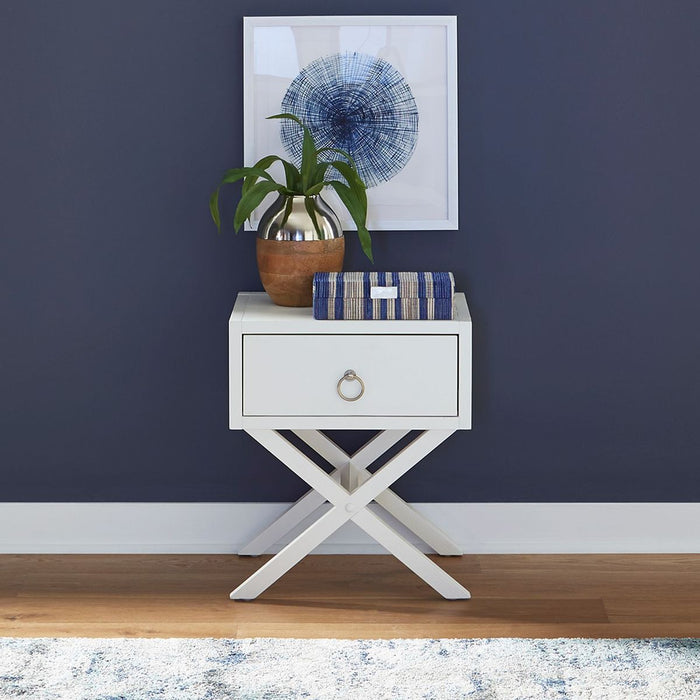 Liberty Furniture Midnight 1 Drawer Accent Table in Wire Brushed White