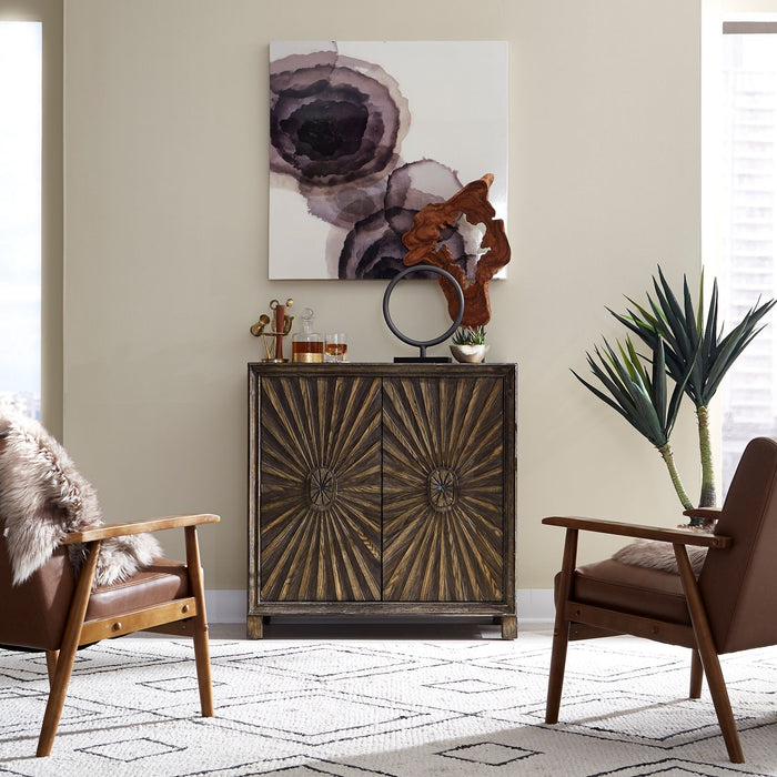 Liberty Furniture Chaucer 2 Door Wine Accent Cabinet in Aged Whiskey image