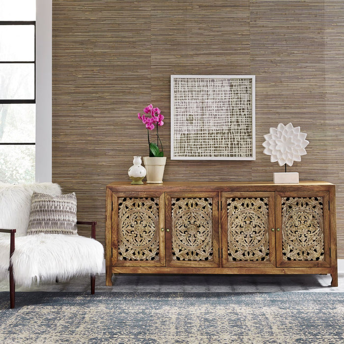 Liberty Furniture Marisol 74 Inch 4 Door Accent TV Stand in Weathered Honey and Soft Wash Gray image