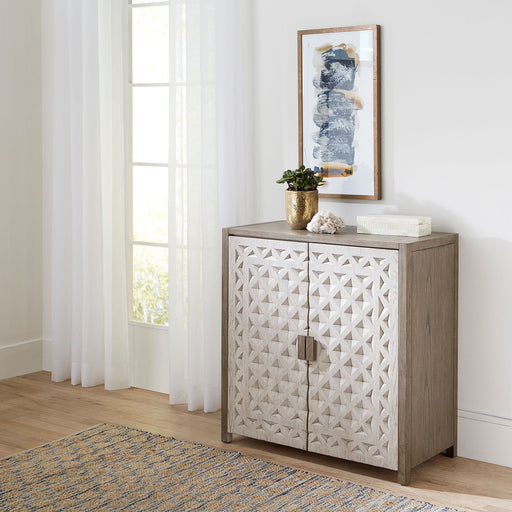 Liberty Furniture Chatfield Accent Console in Antique White with Tobacco Top EST SHIP TIME APPX 4 WEEKS image