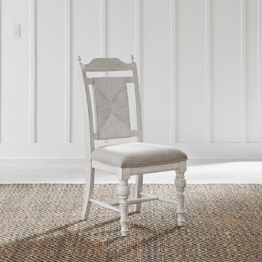 Liberty Furniture River Place Panel Back Side Chair (Set of 2) in Riverstone White & Tobacco image