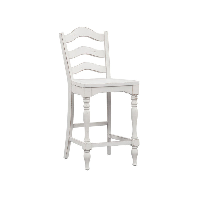 Magnolia Manor Ladder Back Counter Chair (Set of 2) in Antique White & Weathered Bark
