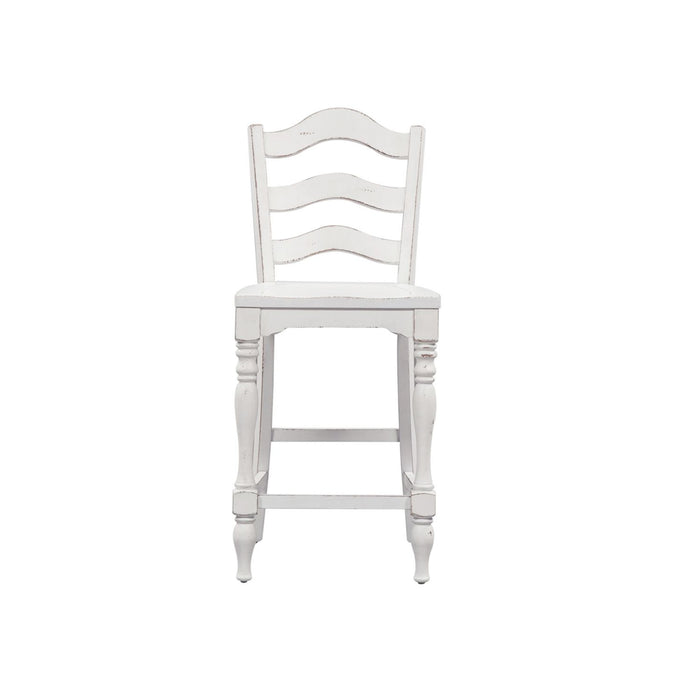 Magnolia Manor Ladder Back Counter Chair (Set of 2) in Antique White & Weathered Bark