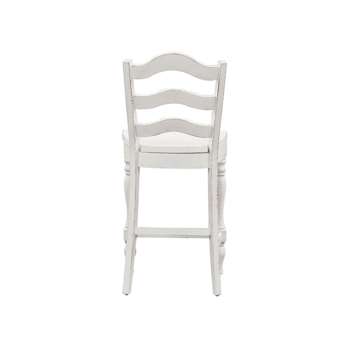 Magnolia Manor Ladder Back Counter Chair (Set of 2) in Antique White & Weathered Bark