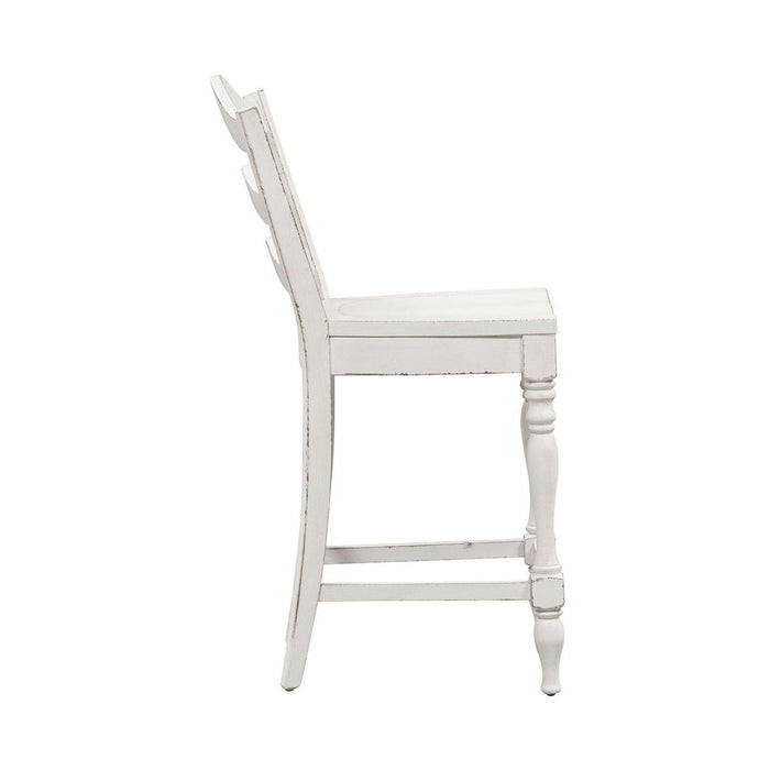 Magnolia Manor Ladder Back Counter Chair (Set of 2) in Antique White & Weathered Bark