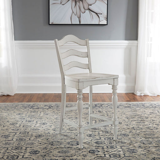 Liberty Furniture Magnolia Manor Ladder Back Counter Chair (Set of 2) in Antique White & Weathered Bark image