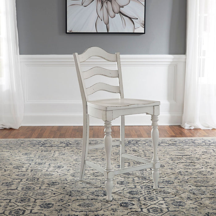Liberty Furniture Magnolia Manor Ladder Back Counter Chair (Set of 2) in Antique White & Weathered Bark image
