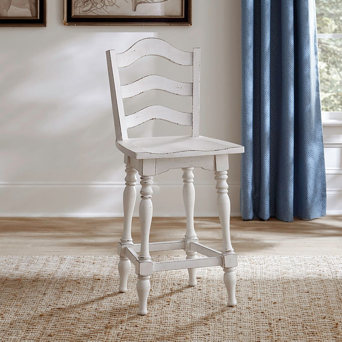 Liberty Furniture Magnolia Manor Ladderback Swivel Counter Height Chair (Set of 2) in Antique White & Weathered Bark image