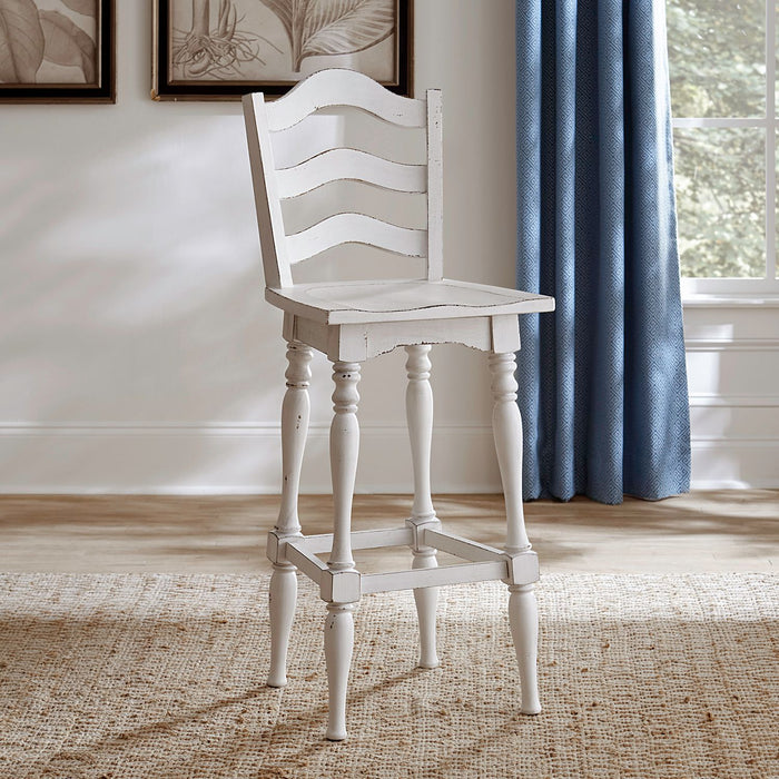 Liberty Furniture Magnolia Manor Ladderback Swivel Bar Stool (Set of 2) in Antique White & Weathered Bark image