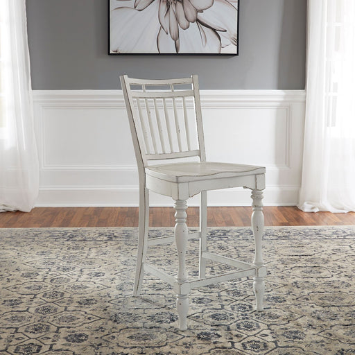 Liberty Furniture Magnolia Manor Spindle Back Counter Chair in Antique White image