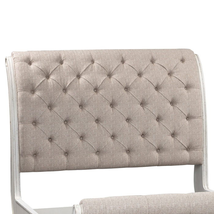 Magnolia Manor King Upholstered Sleigh Bed in Antique White