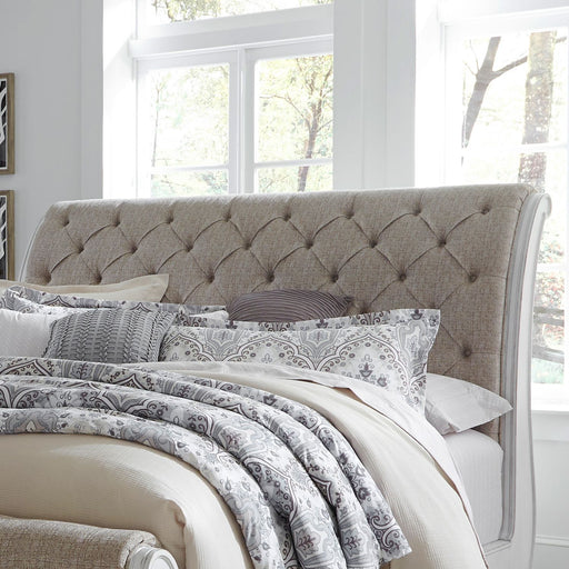 Liberty Magnolia Manor King Upholstered Sleigh Bed in Antique White image