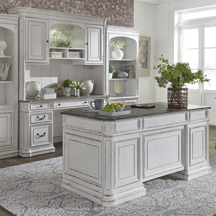 Liberty Magnolia Manor Credenza with Hutch in Antique White 244-HOJ-CHS