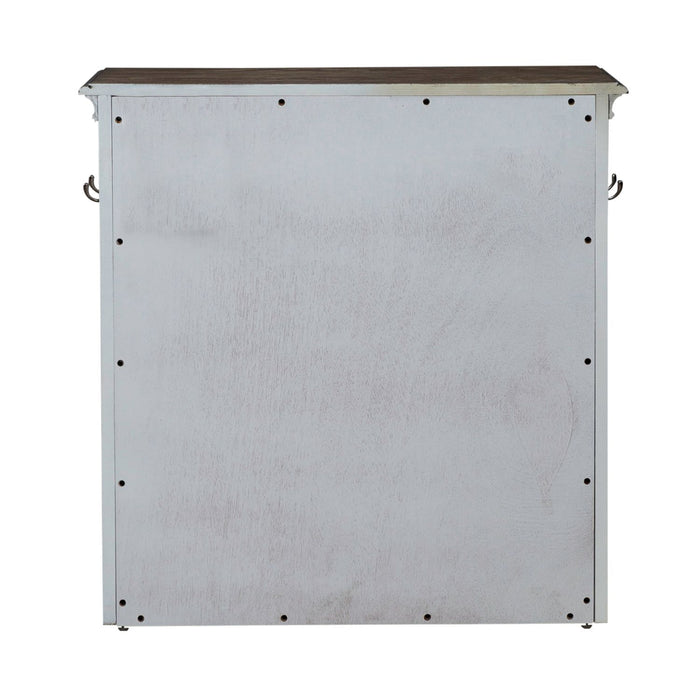 Magnolia Manor Pet Feeder Cabinet in Antique White & Weathered Bark EST SHIP TIME APPX 4 WEEKS
