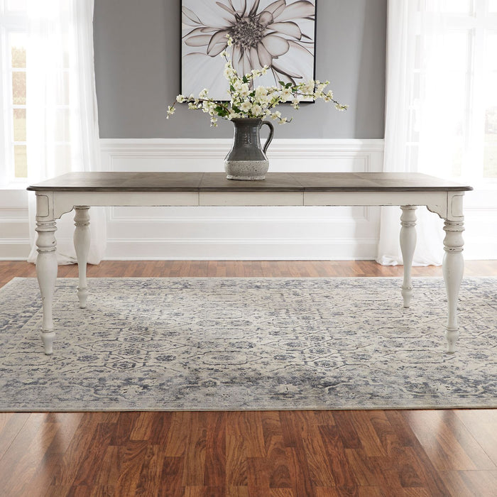Liberty Furniture Magnolia Manor Leg Table in Antique White Base w/ Weathered Bark Tops image