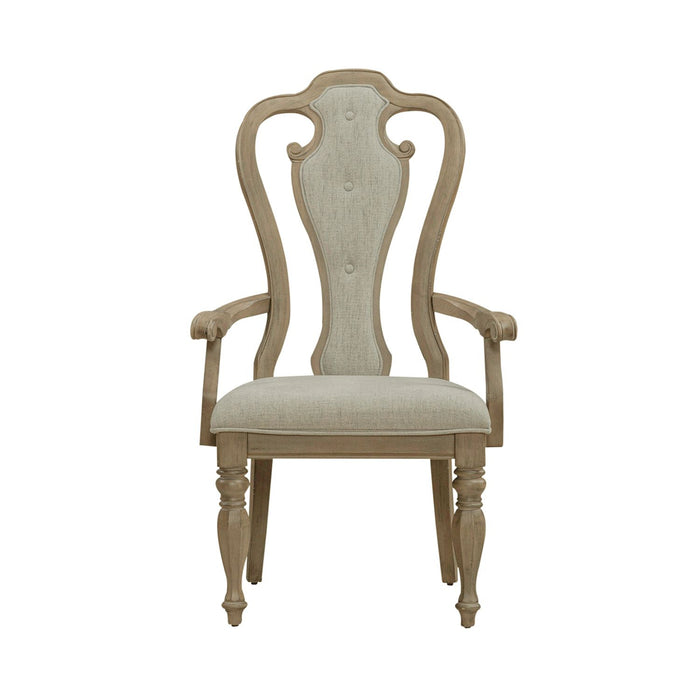 Liberty Furniture Magnolia Manor Splat Back Upholstered Arm Chair (RTA) (Set of 2) in Weathered Bisque