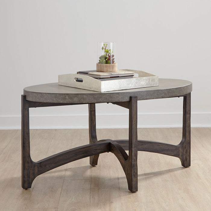 Liberty Furniture Cascade Oval Cocktail Table in Wire Brush Rustic Brown image
