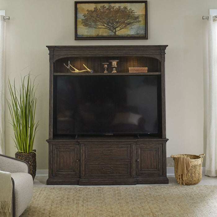 Paradise Valley 78 Inch Entertainment Console in Saddle Brown