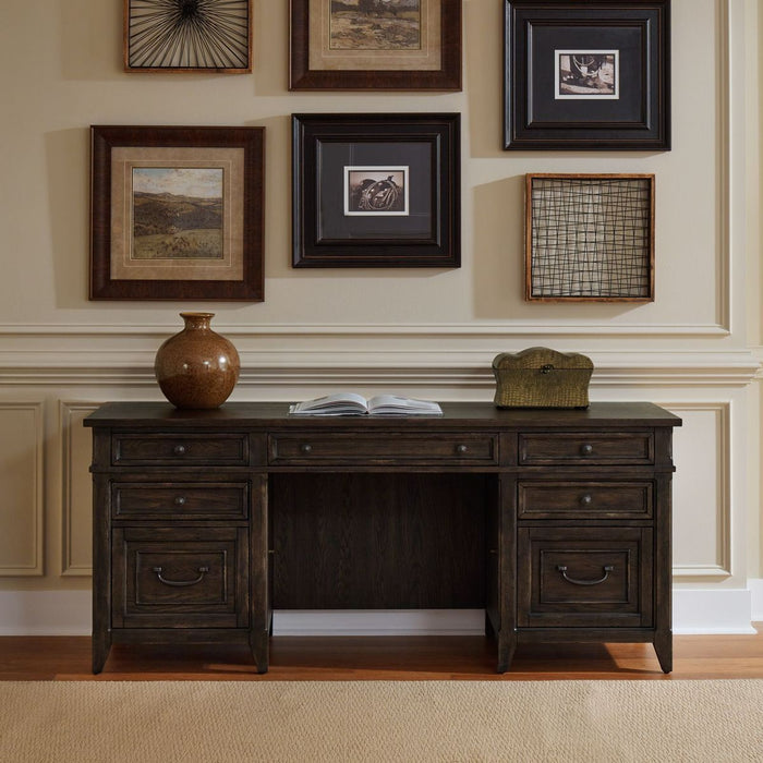 Liberty Furniture Paradise Valley Executive Credenza in Saddle Brown