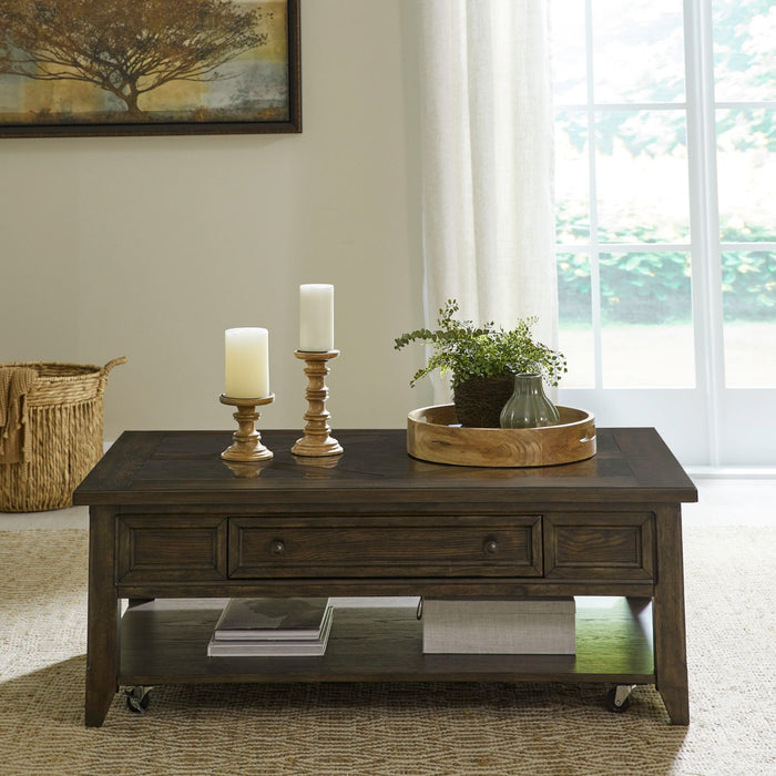 Liberty Furniture Paradise Valley Rectangular Cocktail Table in Saddle Brown image