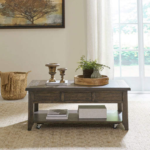 Liberty Furniture Paradise Valley Lift Top Cocktail Table in Saddle Brown image
