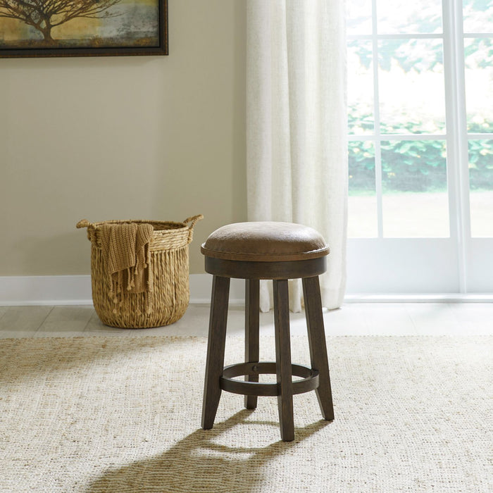 Liberty Furniture Paradise Valley Upholstered Console Stool (RTA) in Saddle Brown image