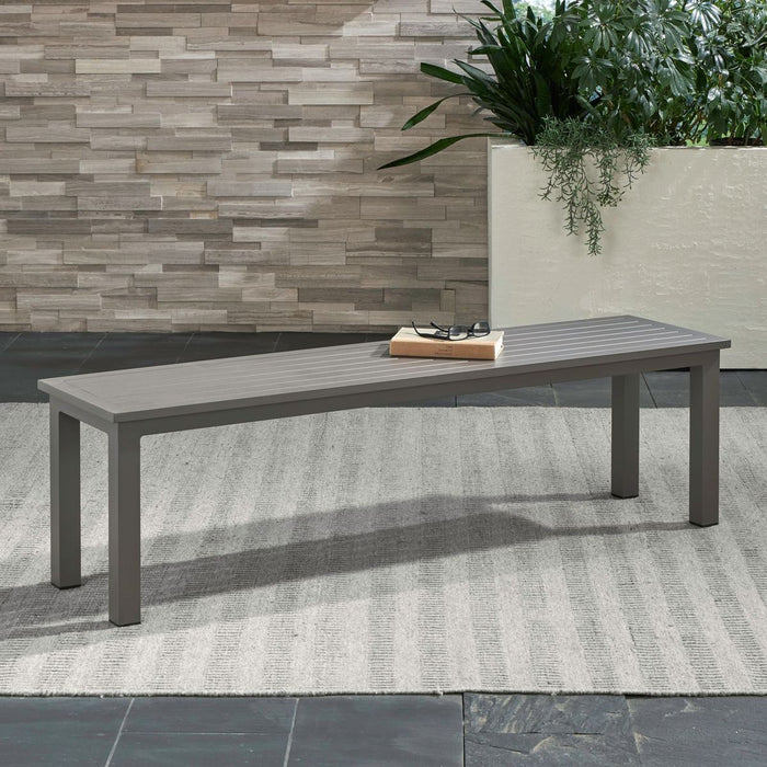 Plantation Key Outdoor Dining Bench in Granite