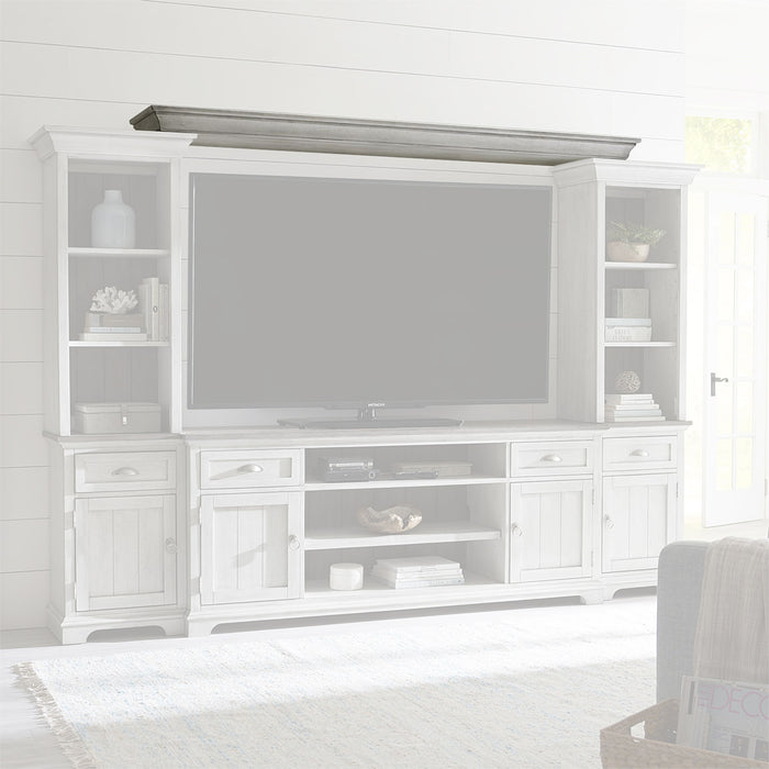 Ocean Isle Entertainment Center with Piers in Antique White with Weathered Pine 303W-ENTW-ECP