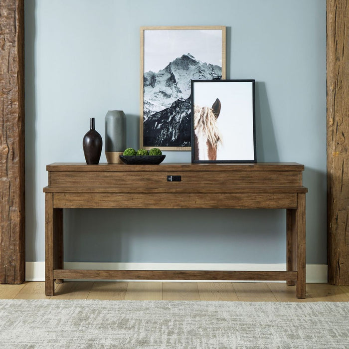 Pinebrook Ridge Console Bar Table in Weathered Toffee