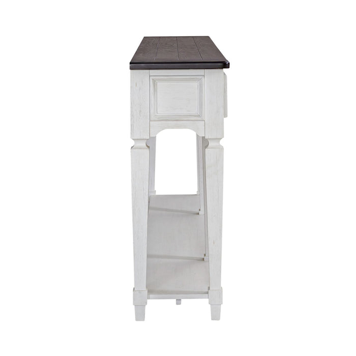 Allyson Park 72" Hall Table in Wirebrushed White with Charcoal Top EST SHIP TIME APPX 4 WEEKS