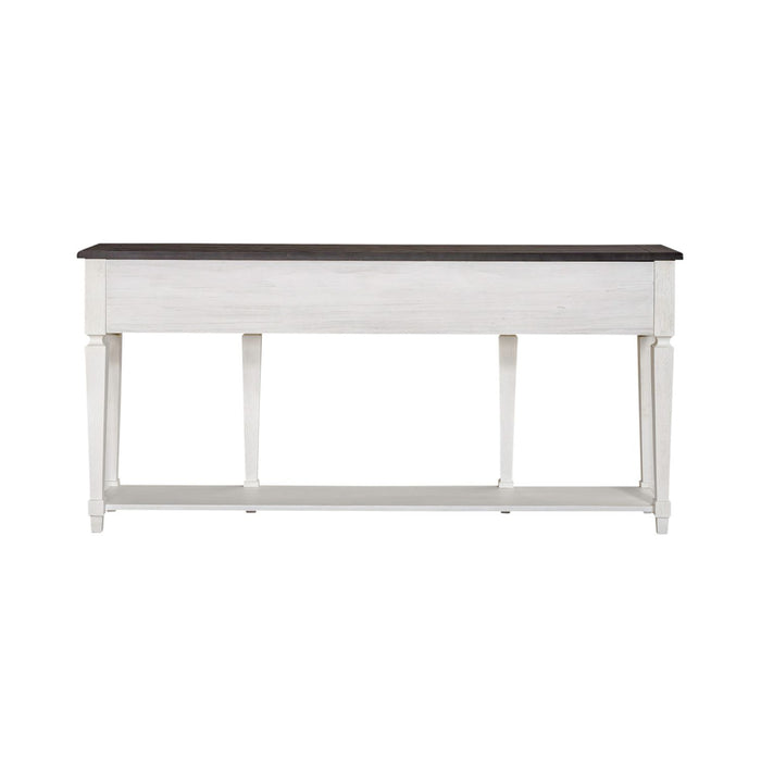 Allyson Park 72" Hall Table in Wirebrushed White with Charcoal Top EST SHIP TIME APPX 4 WEEKS