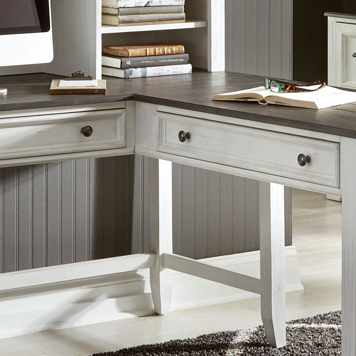 Liberty Furniture Allyson Park Right Turn Writing Desk in Wirebrushed White image