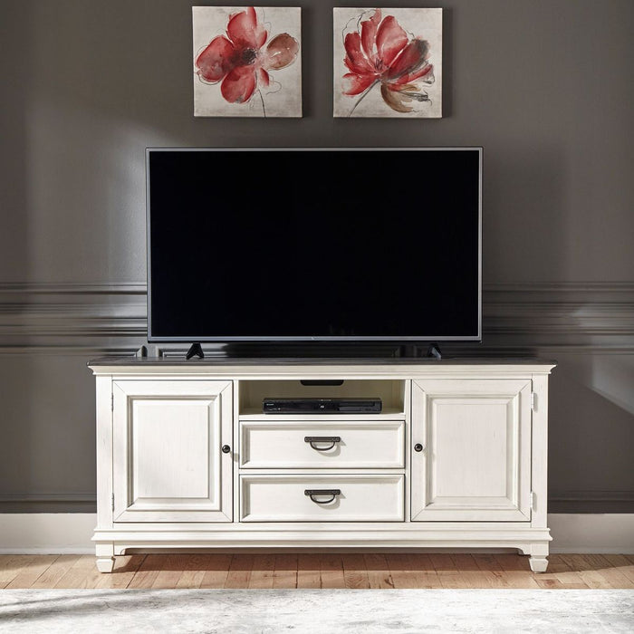 Allyson Park 66 Inch TV Console in Wirebrushed White