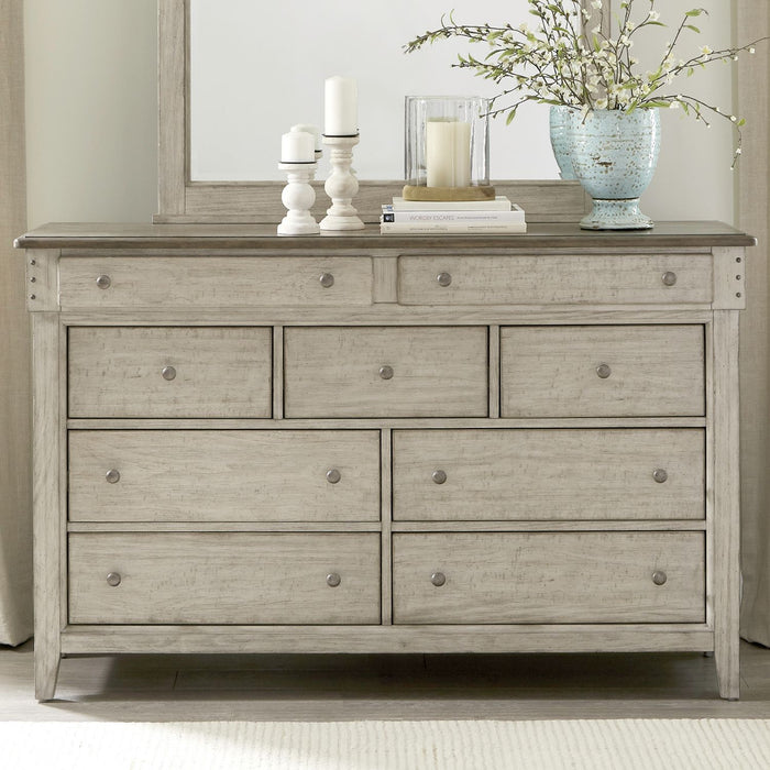 Liberty Furniture Ivy Hollow 9 Drawer Dresser in Weathered Linen image