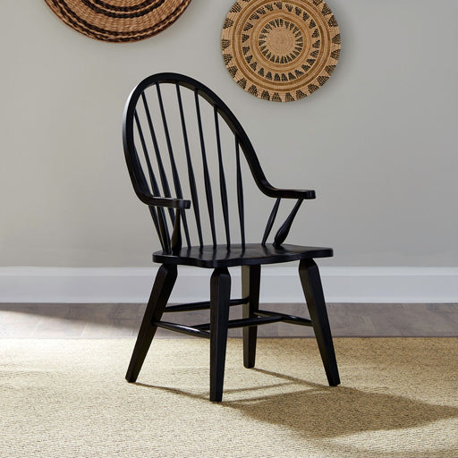 Liberty Furniture Hearthstone Windsor Back Arm Chair in Black (Set of 2) image