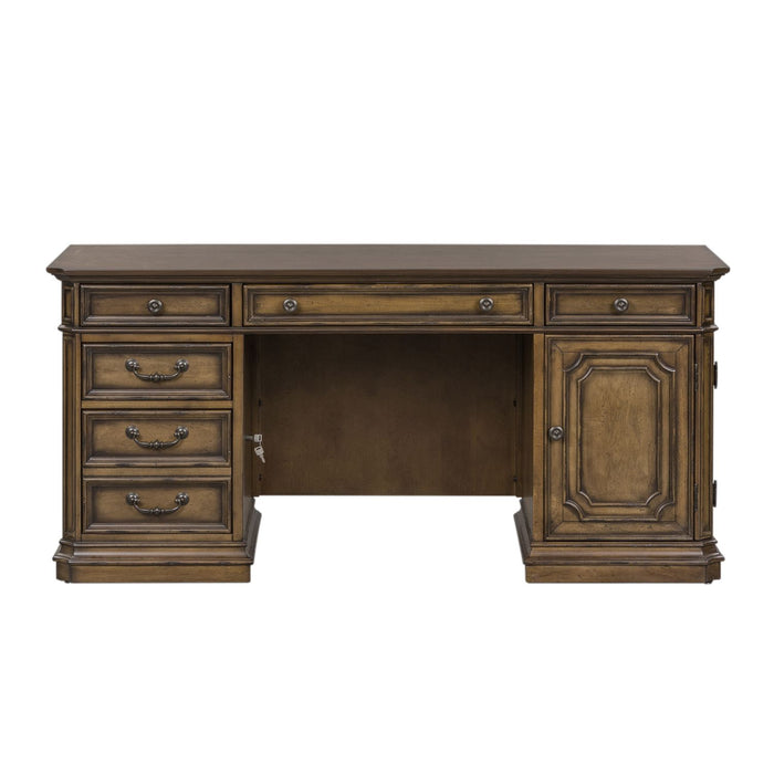 Amelia Jr Executive Credenza with Hutch in Antique Toffee
