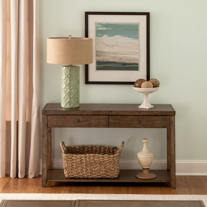 Liberty Furniture Mitchell Sofa Table in Brown image