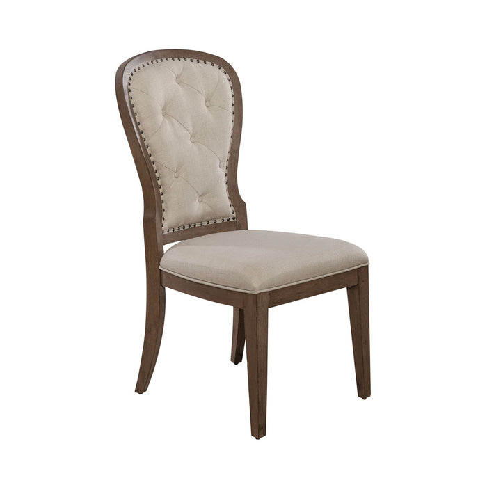 Americana Farmhouse Uph Tufted Back Side Chair (Set of 2) in Dusty Taupe & Black