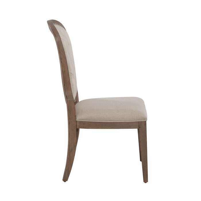 Americana Farmhouse Uph Tufted Back Side Chair (Set of 2) in Dusty Taupe & Black