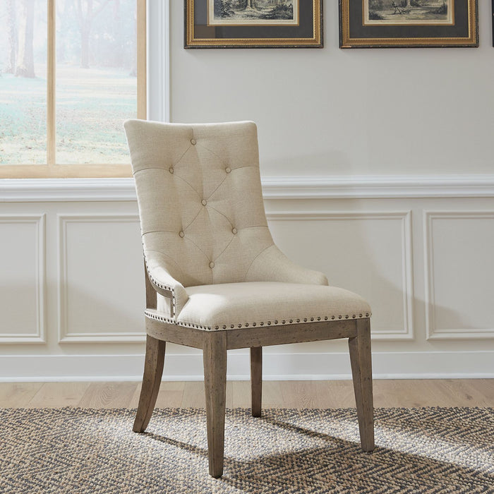 Liberty Furniture Americana Farmhouse Uph Shelter Side Chair (Set of 2) in Dusty Taupe & Black image