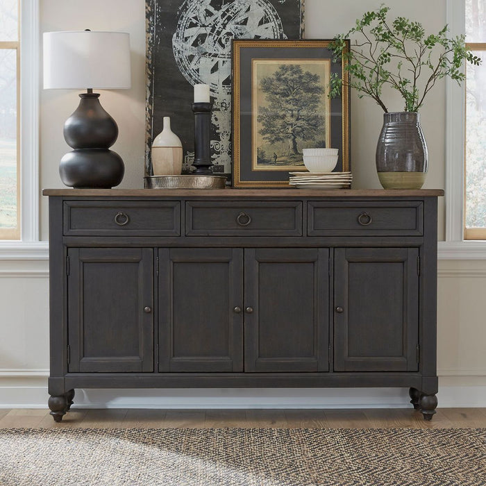 Americana Farmhouse Hall Buffet in Dusty Taupe & Black