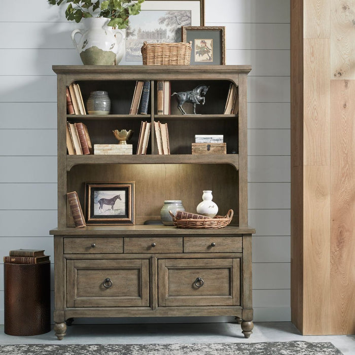 Americana Farmhouse 3pc Desk & Hutch in Dusty Taupe