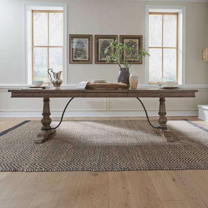Liberty Furniture Americana Farmhouse Trestle Table in Dusty Taupe & Black image