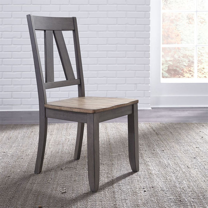 Liberty Furniture Lindsey Farm Splat Back Side Chair (RTA) in Gray and Sandstone (Set of 2)